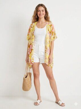LOFT Floral Lightweight Open Cardigan XS/S